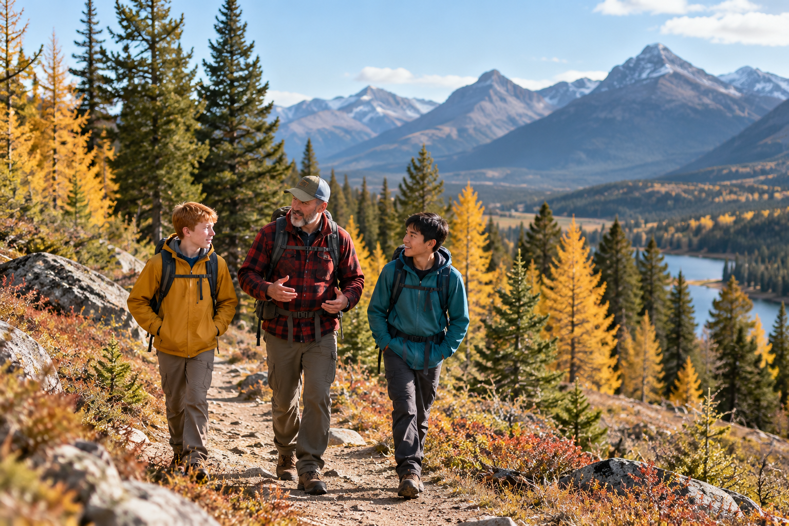 Boys spending time outdoors with a mentor in Montana